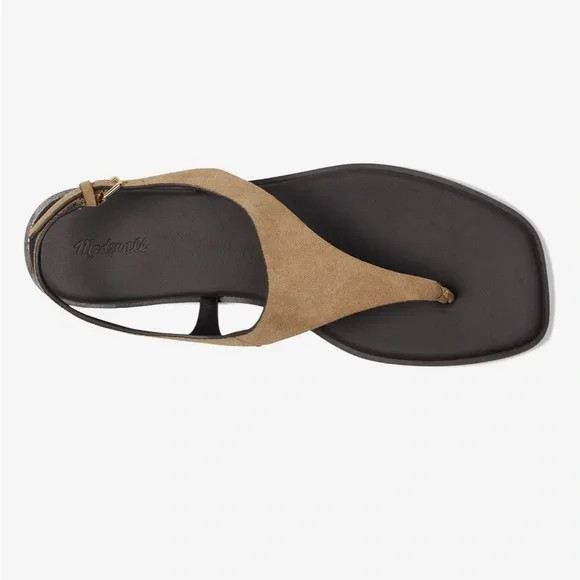 NWT Madewell Tan Leather Sandals The Kira Covered Thong Sandal - Picture 2 of 3